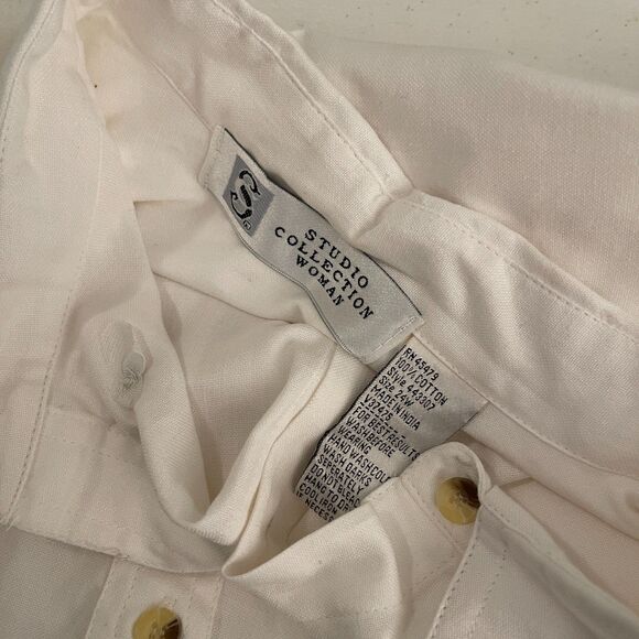 Studio Collection Blouse Women's 24W Cream Button Up 3/4 Sleeve Top Shirt NWT - Picture 7 of 9